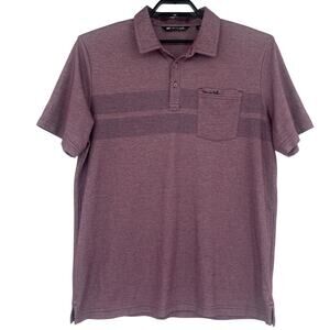 Travis Mathew Golf Polo Mens Shirt Sz XL Purple Preppy Athleisure Stripe Pima